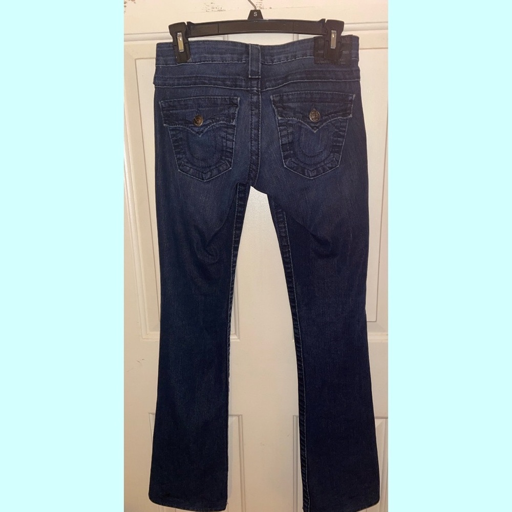 True religion dark wash button flap bootcut jean